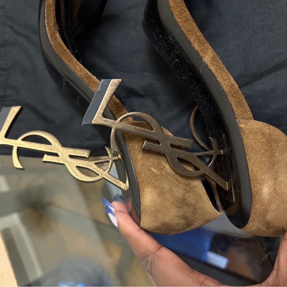 Yves Saint Laurent Women's Brown Suede Heels - Picture 5 of 5
